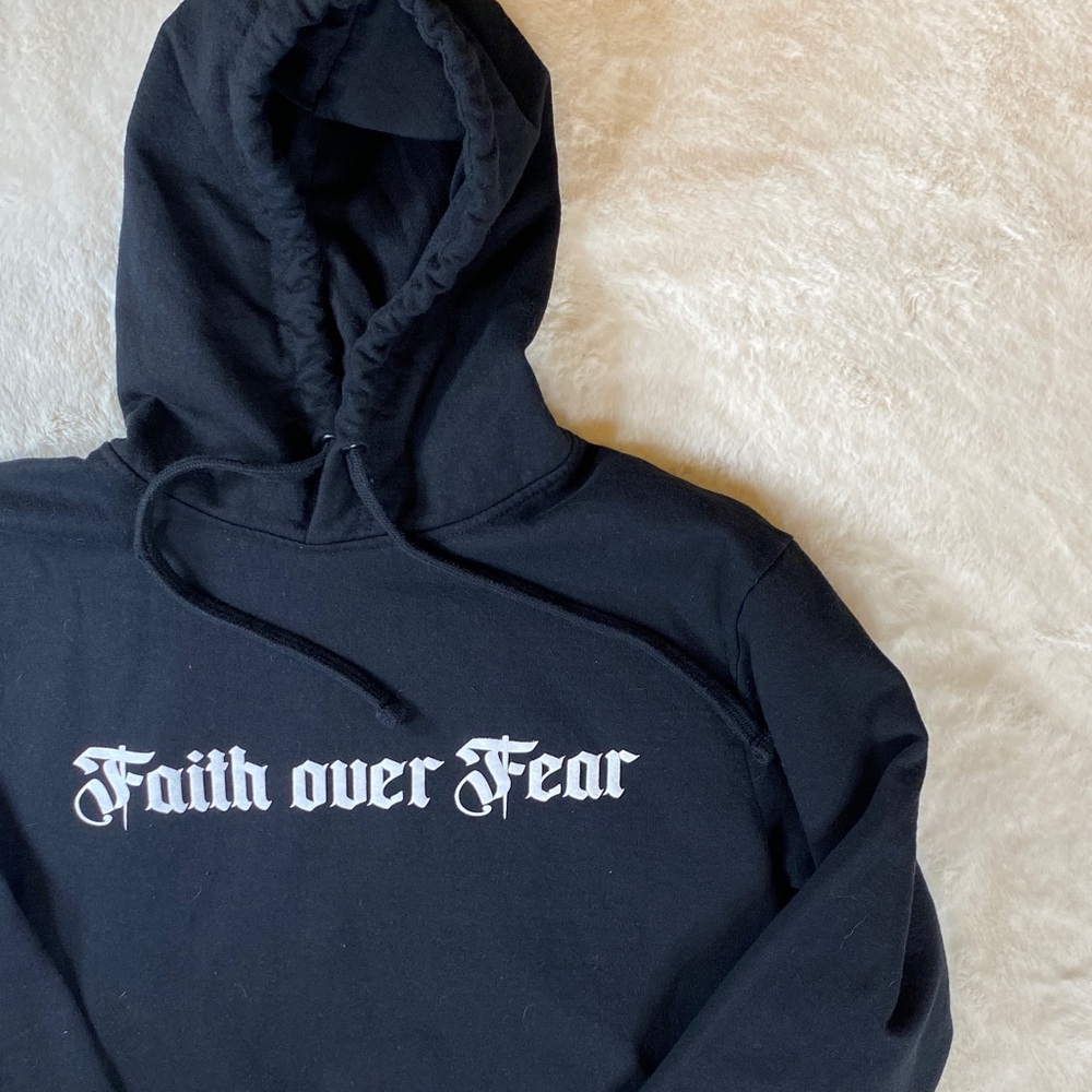 Black Faith Over Fear Men's Hoodie size small